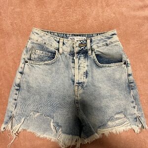 Zara high rise denim cutoff shorts